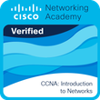a badge proving my completion of the first CCNA class on Cisco Netacad