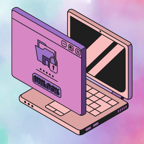 A laptop with a firewall put up.